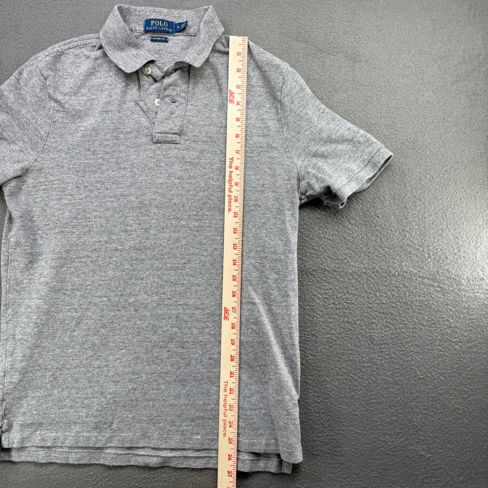 Polo Ralph‎ Lauren Polo Men M Gray Classic Fit Short Sleeve Pony Logo Essential